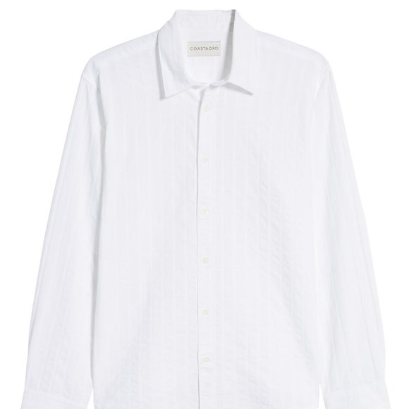 COASTAORO Regular Fit Tonal Stripe White Shirt L - Picture 4 of 5